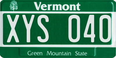 VT license plate XYS040