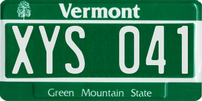 VT license plate XYS041