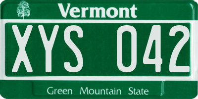 VT license plate XYS042