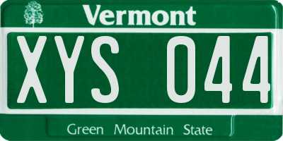 VT license plate XYS044