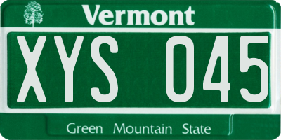 VT license plate XYS045