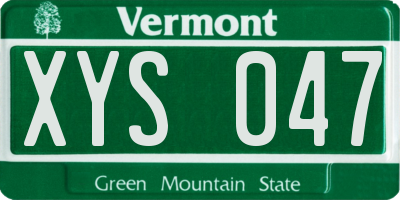 VT license plate XYS047