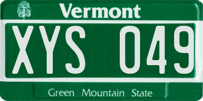 VT license plate XYS049