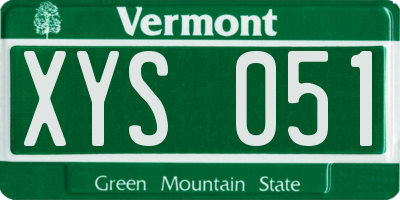 VT license plate XYS051