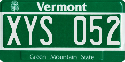 VT license plate XYS052