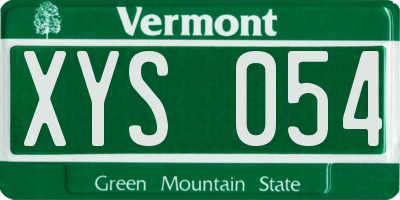 VT license plate XYS054