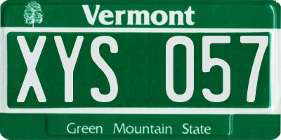VT license plate XYS057