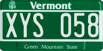 VT license plate XYS058