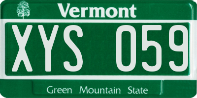 VT license plate XYS059
