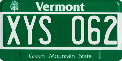 VT license plate XYS062