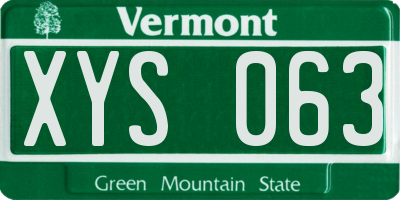VT license plate XYS063