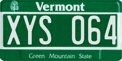 VT license plate XYS064