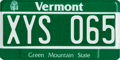 VT license plate XYS065