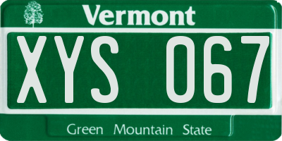 VT license plate XYS067