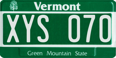 VT license plate XYS070