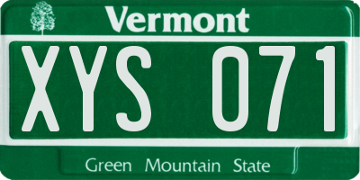 VT license plate XYS071