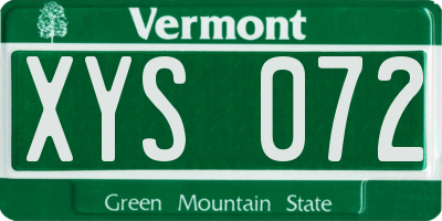 VT license plate XYS072