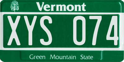 VT license plate XYS074