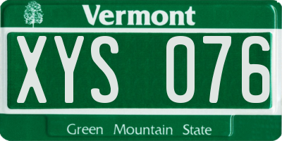 VT license plate XYS076