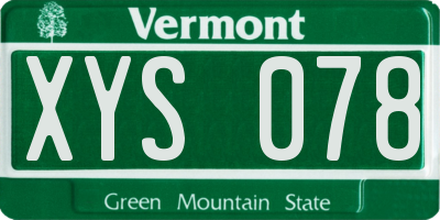 VT license plate XYS078