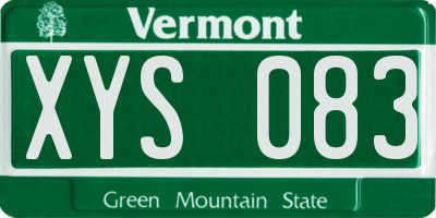 VT license plate XYS083