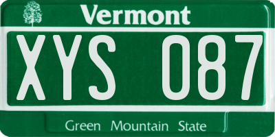 VT license plate XYS087
