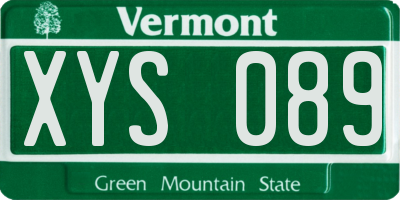 VT license plate XYS089