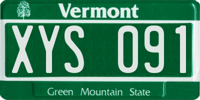 VT license plate XYS091