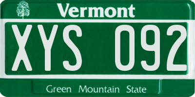 VT license plate XYS092