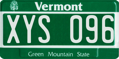 VT license plate XYS096