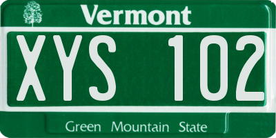 VT license plate XYS102