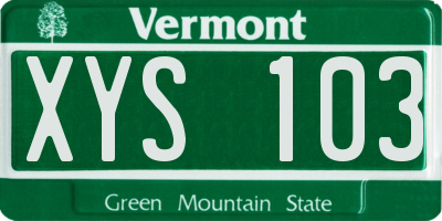 VT license plate XYS103