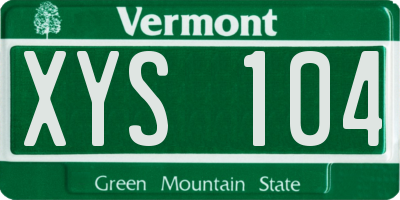 VT license plate XYS104