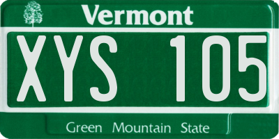 VT license plate XYS105