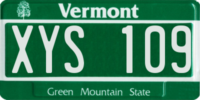 VT license plate XYS109