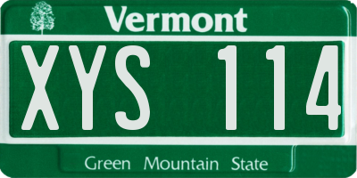 VT license plate XYS114