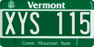 VT license plate XYS115