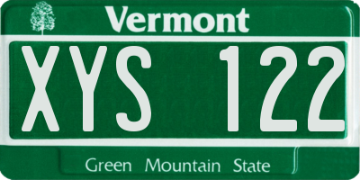 VT license plate XYS122