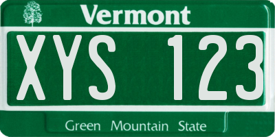 VT license plate XYS123