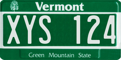 VT license plate XYS124