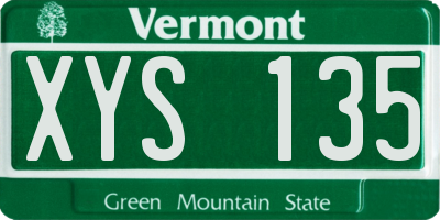 VT license plate XYS135