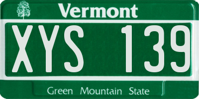 VT license plate XYS139