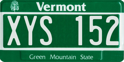 VT license plate XYS152