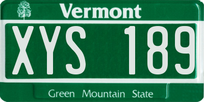 VT license plate XYS189