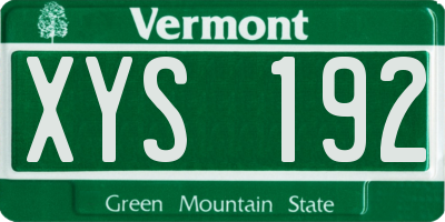 VT license plate XYS192