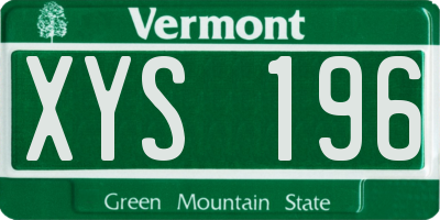 VT license plate XYS196