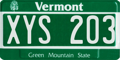 VT license plate XYS203