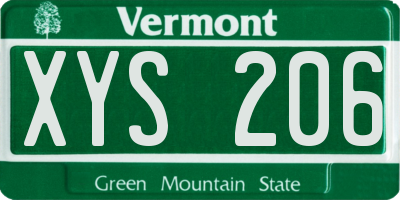 VT license plate XYS206