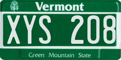 VT license plate XYS208