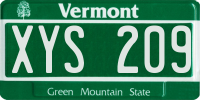 VT license plate XYS209